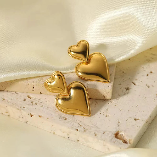 Amora Twin Heart Studs