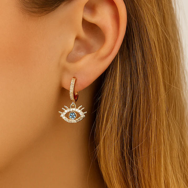 Sapphire Evil Eye Hoop Earrings