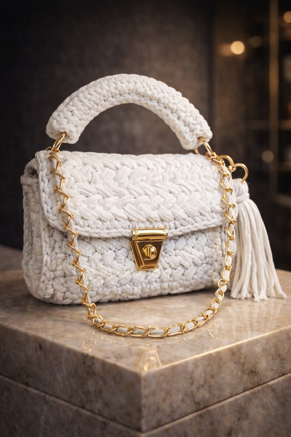 Ivory Luxe Crochet Clutch
