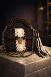 Mocha Ivory Crochet Luxe Clutch