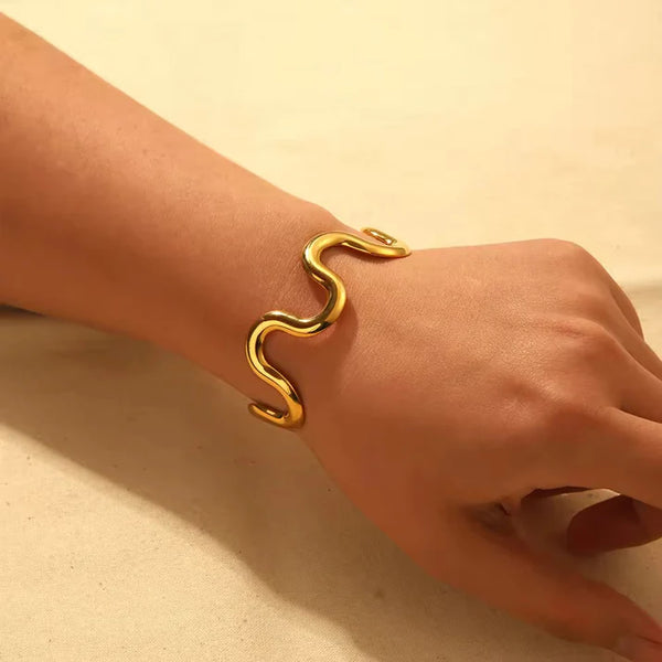Aurine Wave Cuff Bracelet