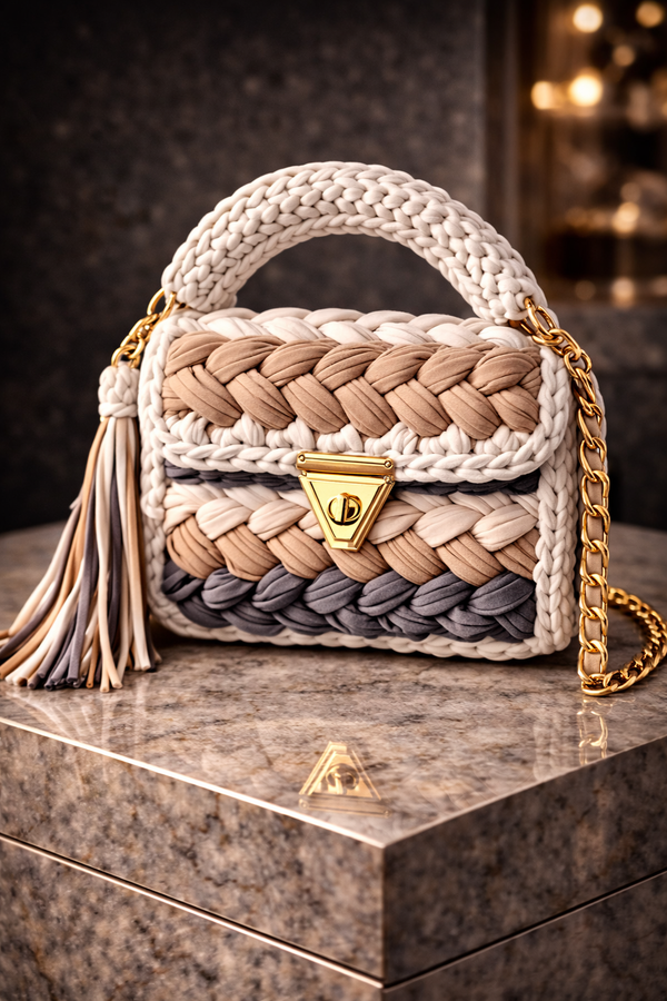Sandstone Ivory Crochet Luxe Clutch