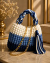 Azure Ivory Dune Crochet Luxe Clutch