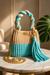 Aqua Dune Weave Crochet Luxe Clutch