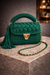 Emerald Verde Crochet Tassel Clutch