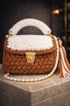 Caramel Ivory Crochet Luxe Clutch