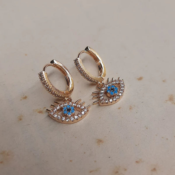 Sapphire Evil Eye Hoop Earrings