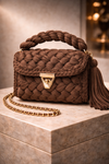 Mocha Brown Luxe Crochet Clutch