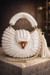 Ivory Halo Knot Crochet Luxe Clutch