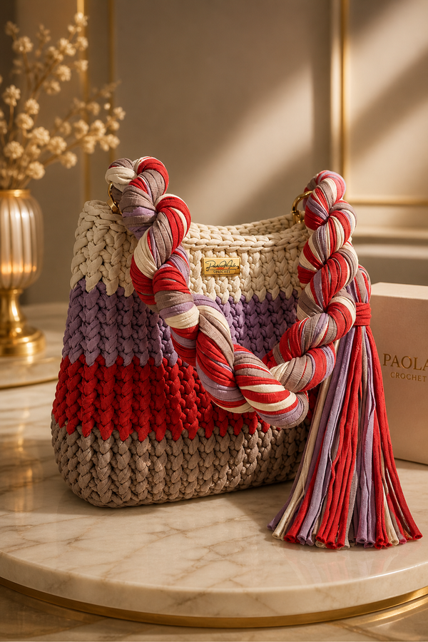 Crimson Orchid Aura Crochet Luxe Clutch