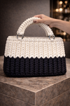 Midnight Ivory Crochet Tote