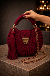 Ruby Halo Knot Crochet Luxe Clutch